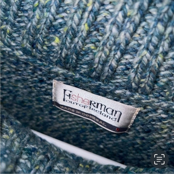 Fisherman Out of Ireland Wool Sweater women’s small green blue - Picture 3 of 4